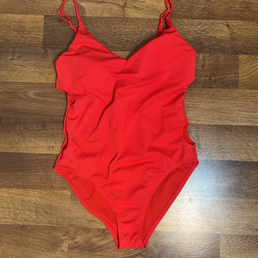 Red Swimsuit with Side Cut Outs Size Medium